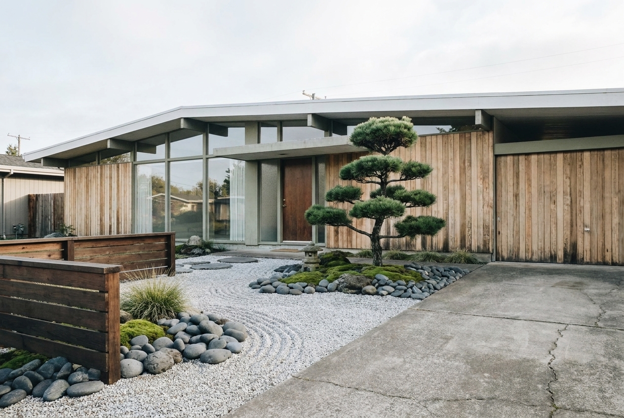 Mid-century home with zen-inspired courtyard, after